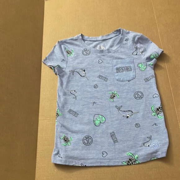 Justice “Besties” Sea Life Pocket Tee Shirt ~ Size 6 ~ Blue, Gray, Black, Green - Picture 7 of 7